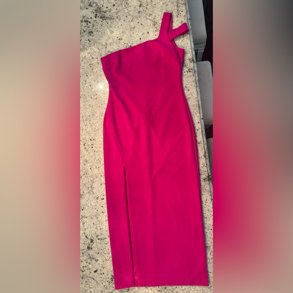 Betsy & Adam full length formal gown Size 14 in beautiful fuchsia, fully lined
